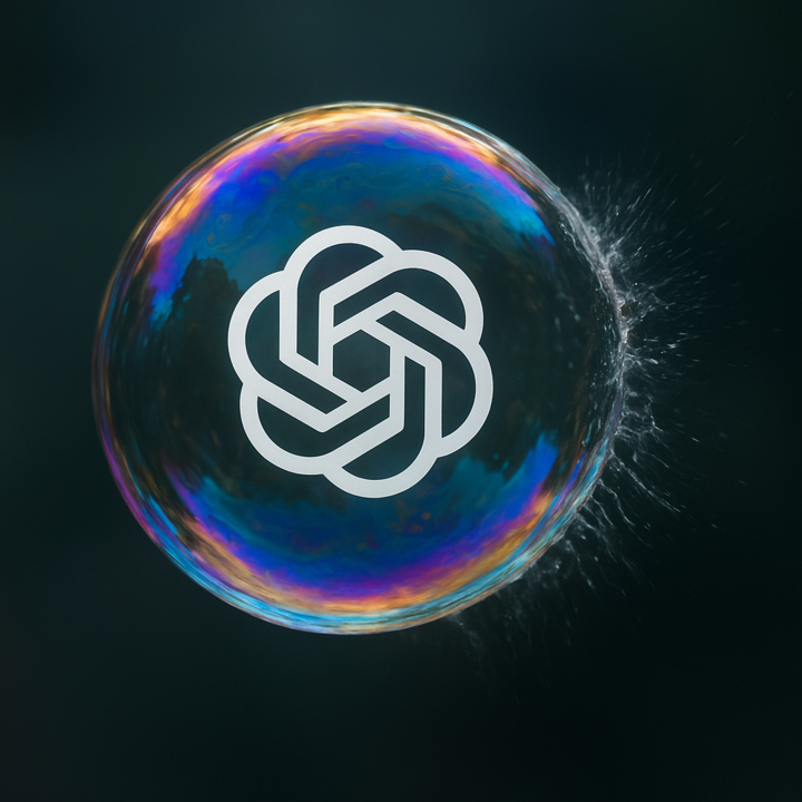 Logo di OpenAI in una bolla - generata con AI